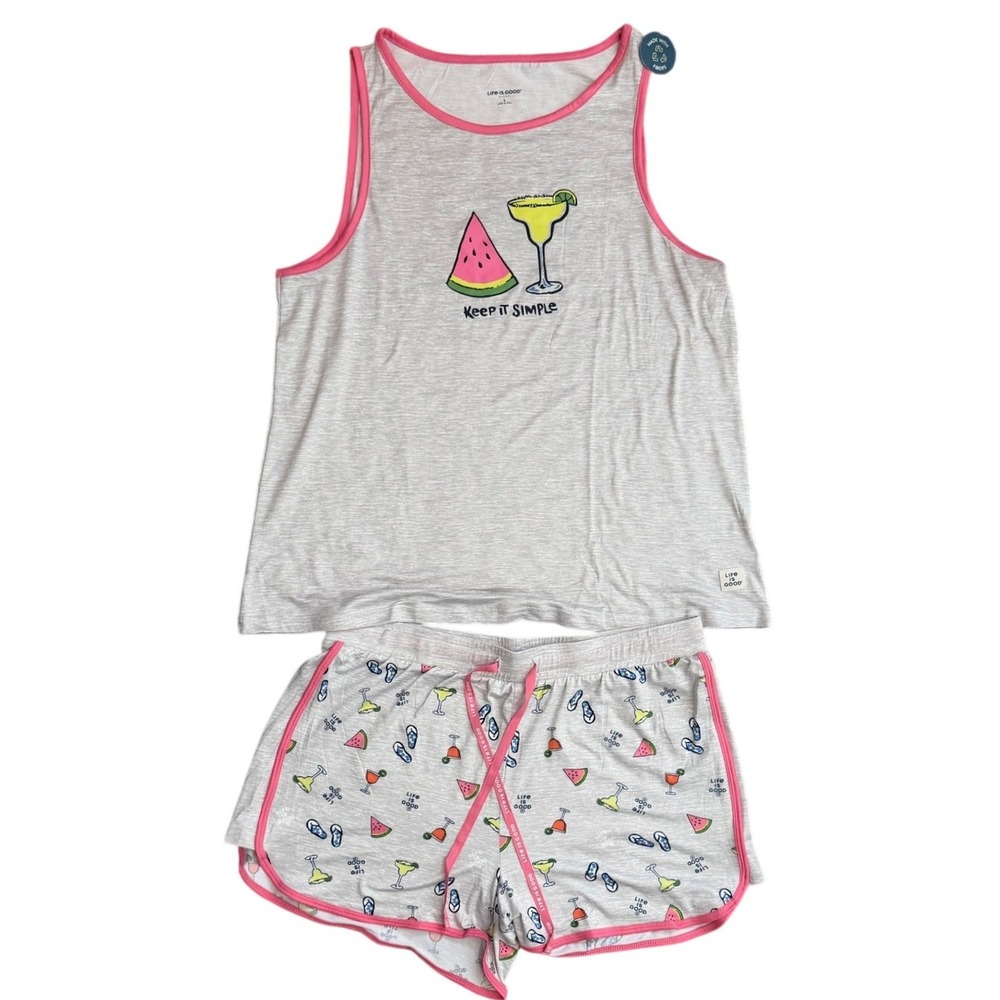 NWT Life is Good Sleep Pajama Set Womens Large Watermelon Margarita Set